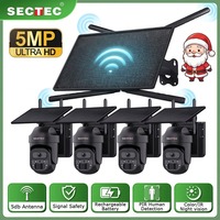 SECTEC 4G WiFi Solar Router 10W  with SIM Card Slot WiFi Range Coverage 500M + 4 Cameras WiFi PTZ Solar Security Camera  IP66