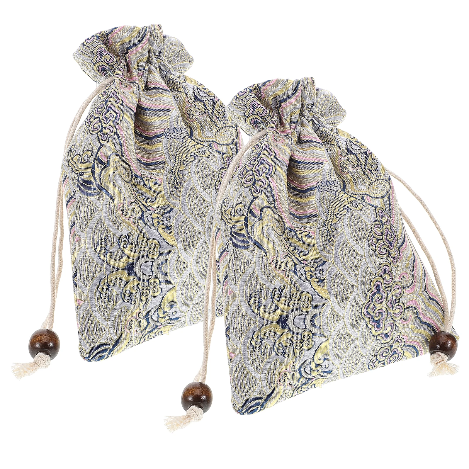 

2 Pcs Jewelry Bag Drawstring Bags Pouch Fiber Storage Coin Candy Goodie Pouches Cloth