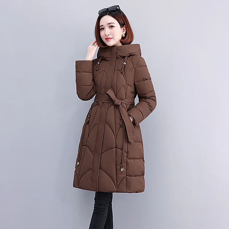 Women Coat Thick Warm Mid Long Jacket Cotton Padded Puffer Parka Outwear 2023 New Winter Hooded Overcoat Female Jacket Parkas