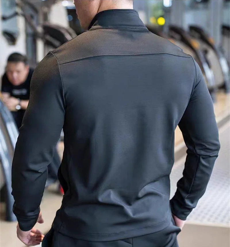 Mens Gym Fitness Tops High Quality Running Sports Jacket Outdoor Workout Training Sweatshirt Zipper Jacket Cardigan Men Coat