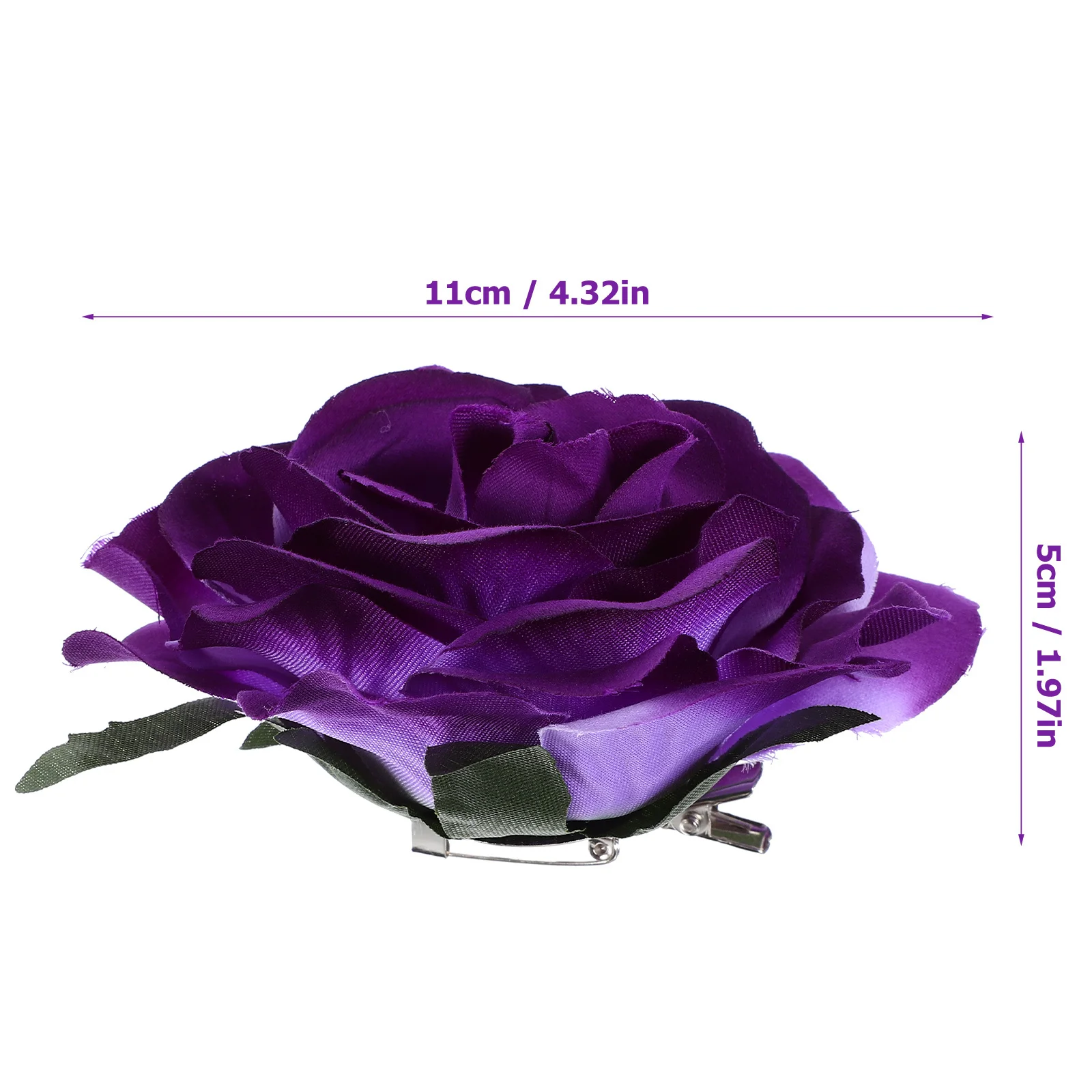 2 في 1 دبوس شعر صناعي كبير على شكل زهرة الورد مقاطع شعر أزرق سماوي أنيق دبوس بروش للنساء حفلة موسيقية الزفاف الصيف نزهة