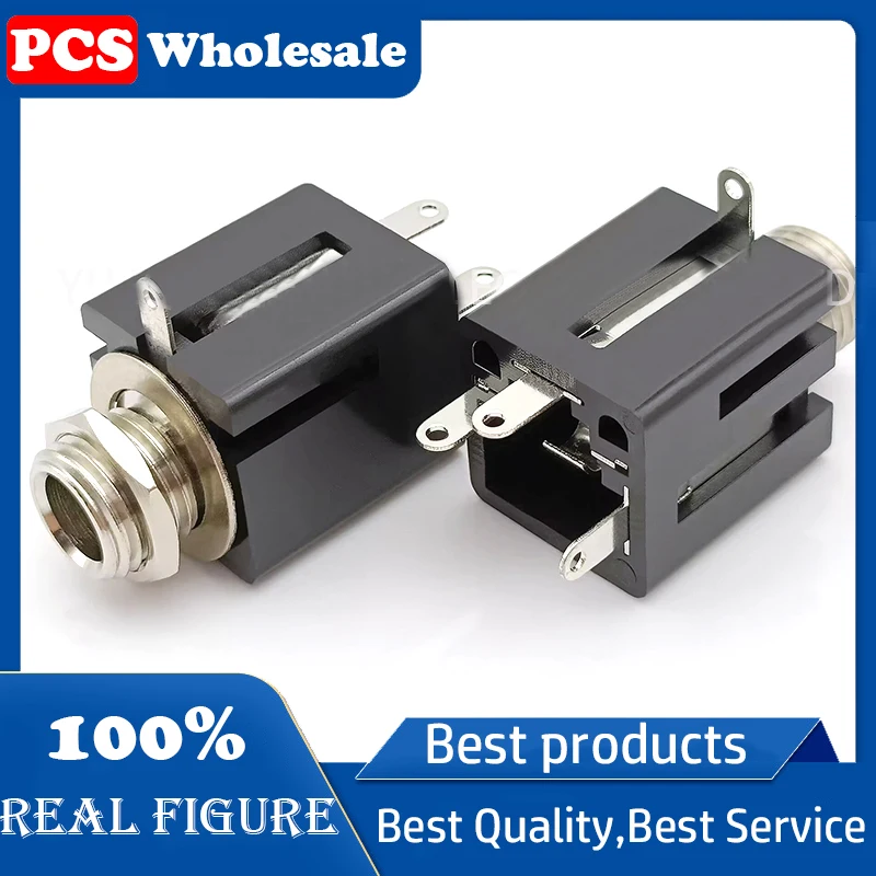 6.35mm headphone jack PJ-627-4P vertical three-section dual-channel with a set of switch microphone sockets