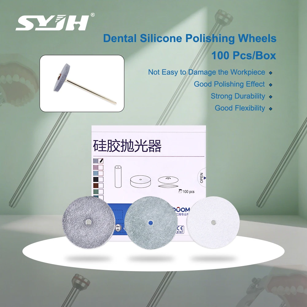 

SYJH 100Pcs/Box Polishing Wheels Kit 3 Colors Silicone Rotary Polisher Dental Handpieces Polishing Grinding Rotary Dentist Tools