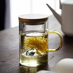 Guanshan Tea Cup Three-piece Set Thickened High Borosilicate Glass Tea Cup Tea Water Separation Filter Cup Personal  Plastic