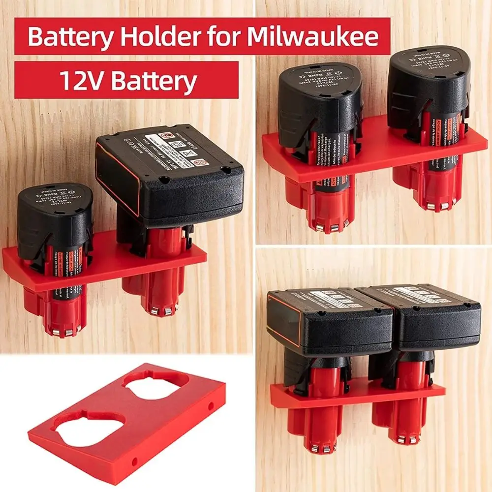 

2PCS/5PCS Wall Mount Battery Holder Wear-resistant with Battery Slots Battery Base Durable for Milwaukee M12 12V