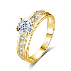 Bague Moissanite initiale 1 Carat pour femme, argent 925 plaqué Rhodium, bijoux de luxe de mariage avec certificat, cadeau féminin DD