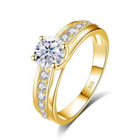 Luxury 1 Carat Moissanite Ring For Women Solid 925 Silver Rhodium Plated Luxury Wedding Jewelry With Certificate Gift Female Hot