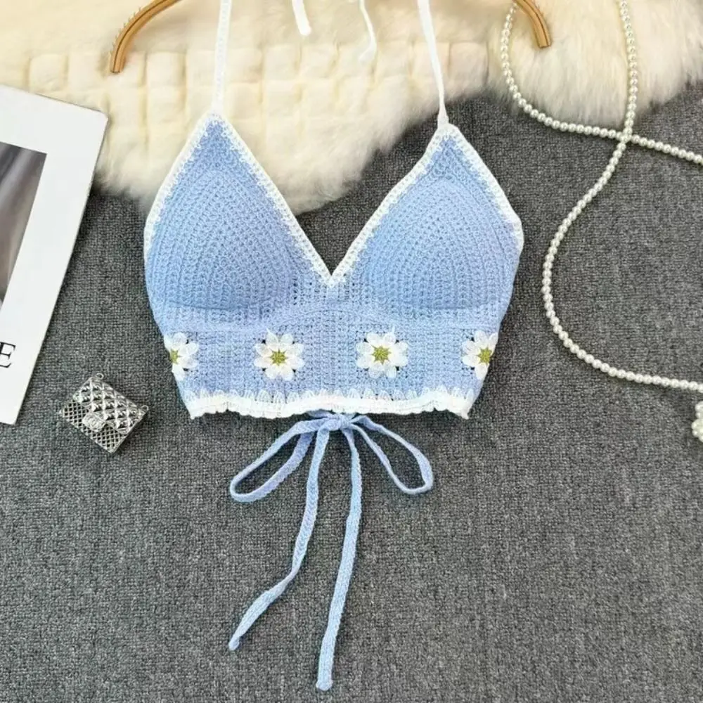 Süße Gänseblümchen kurze Tank Top Sommer Strand aushöhlen Frauen Unterwäsche Quaste Leibchen