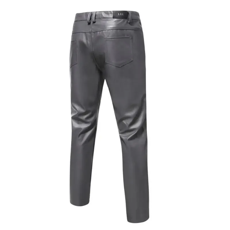 PU Leather Pants Men's Steam Punk Hip-hop Leather Pants Men's Stage Clothing 2024 Men's Leather Pants