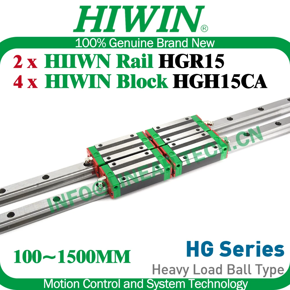Genuine HIWIN HGH15CA Carriage Block HGR15 Linear Guide 200 300 400 500 600 700 800 900 1000 1200MM Rail ZA Preload C Precision
