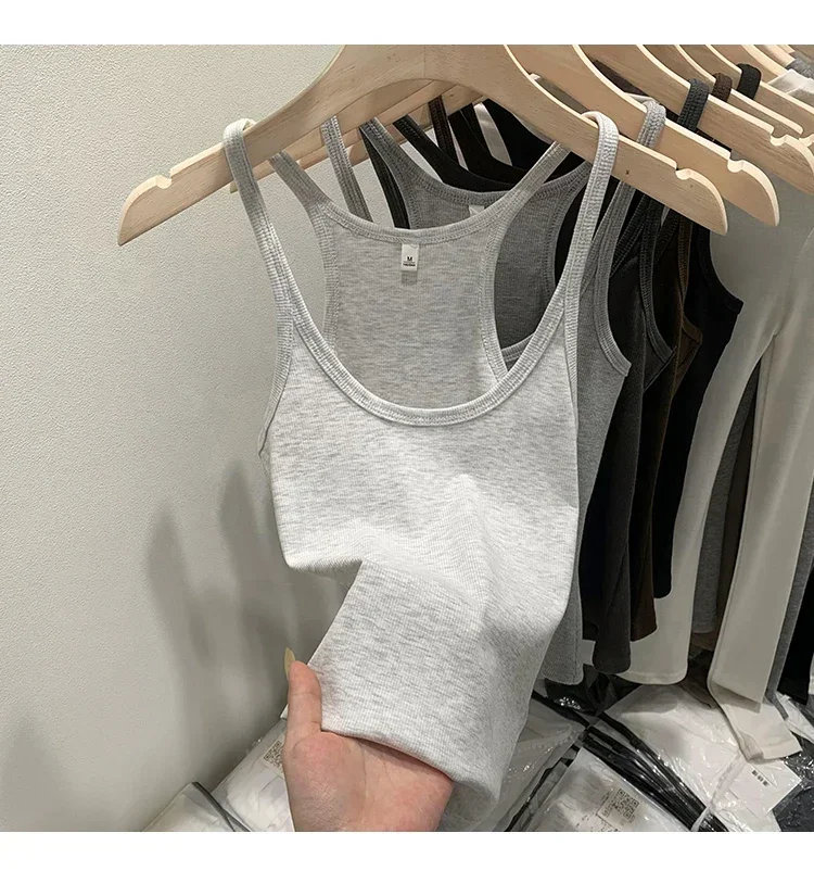 Layering Outerwear Tees 2026 Sommer Y2K Hot Girl Gestricktes Geripptes Damen-Camisole Figurformendes Ärmelloses Tanktop – Detail 29