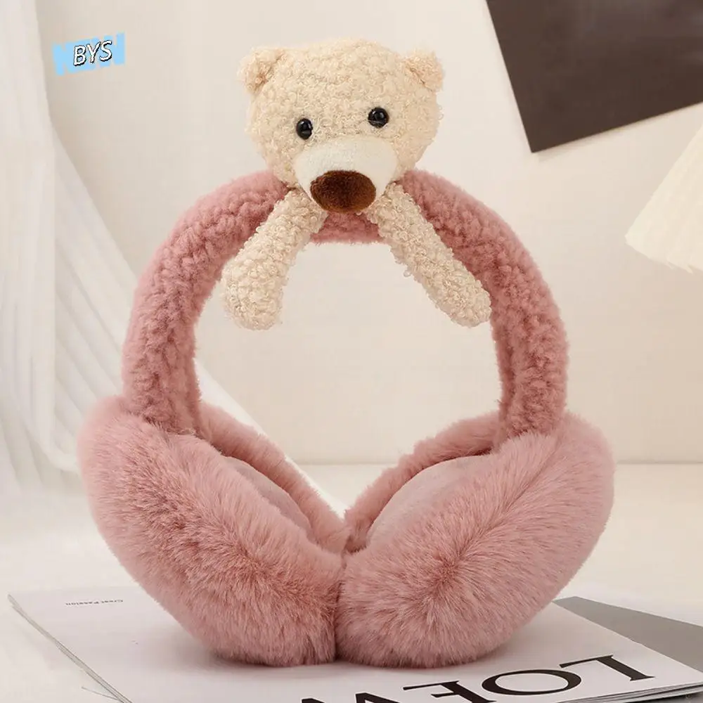 الخريف متعدد الألوان للجنسين مضحك الدافئة الحيوان الإناث الأذن رفرف الدب شكل سماعة الأذن الكرتون غطاء للأذنين لطيف