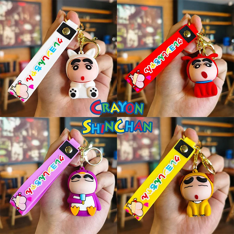

Crayon Shin-chan Cartoon Keychain Anime Backpack Bag Decor Silicone Pendant Key Chain Fashion Car Keyring Model Toys Kids Gift