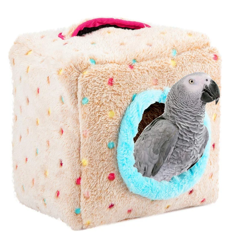 Bird Snuggle Hut Nest- Winter Warm Plush Birds Nest House Hanging Snuggle Hideaway Cave Bed Toy For Large Birds Parrots-Large Si