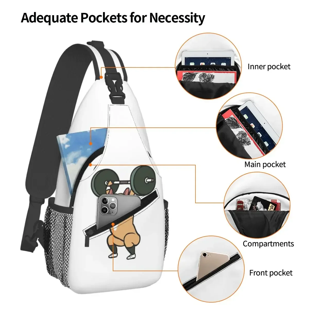 انتزاع رفع الأثقال الفرنسية البلدغ حقيبة صدر للرجال الرجال الرافعة Crossbody على ظهره حقيبة صدر للرجال السفر المشي لمسافات طويلة Daypack حقيبة كتف
