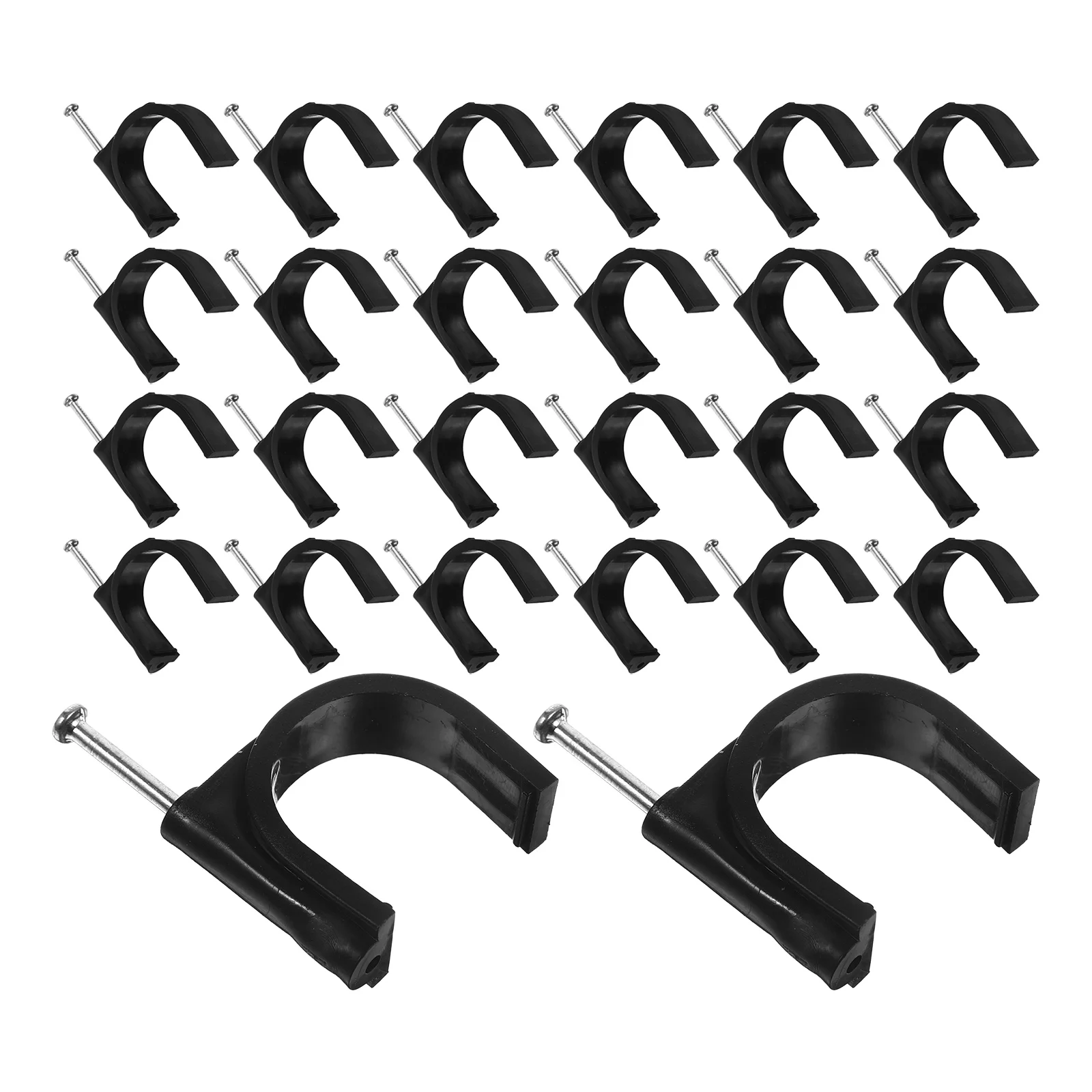 

100 Pcs Round Tube Clamp Black Cable Fixing Tools Tubing Half Fasteners Support Sturdy Practical