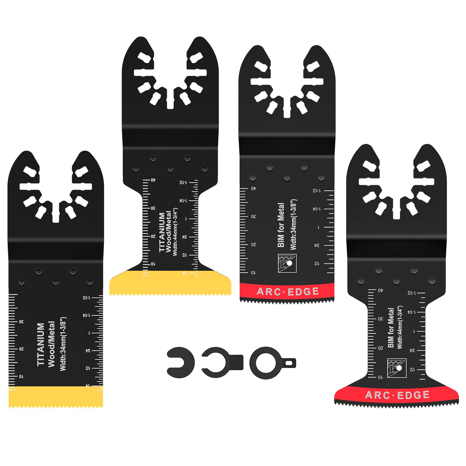 티타늄 바이메탈 진동 톱날, 다목적 아크 엣지 진동 멀티툴 블레이드, 정밀 절단 진동 공구, 4 개