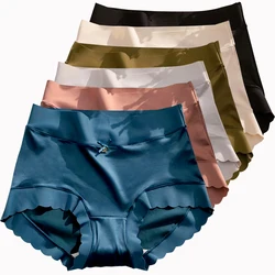 6pcs Woman Panties Ice Silk Light Lingerie Lace Briefs Sexy Simple Silk Fabric Elastic Hip Lift smooth Soft Silky Underwear