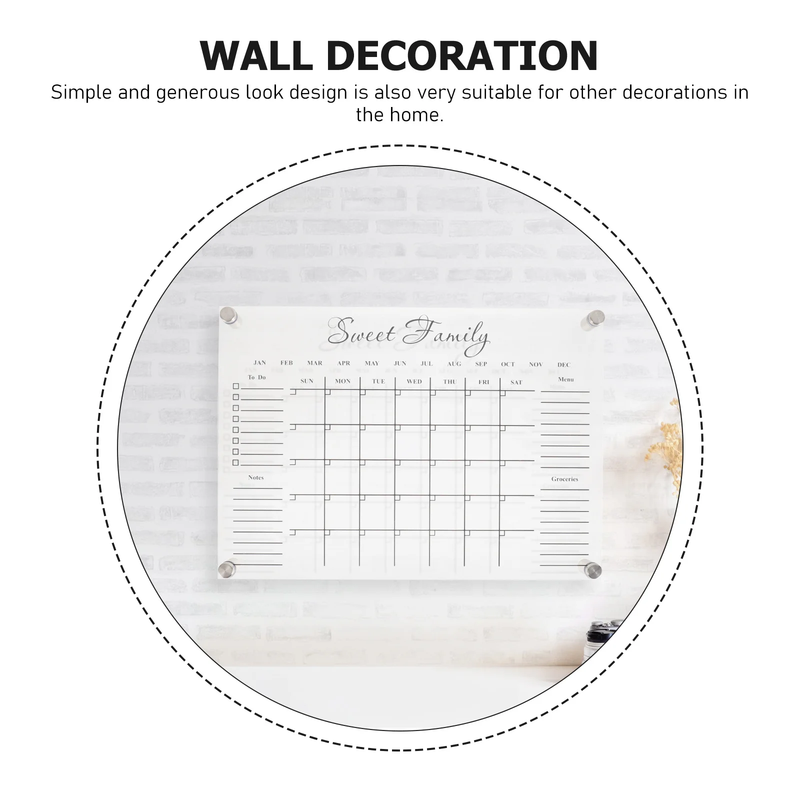 1 مجموعة لوحة رسائل أكريليك آمنة مثبتة على الحائط مخطط تقويم ديكور مكتب المنزل لوحة مذكرة أكريليك #1