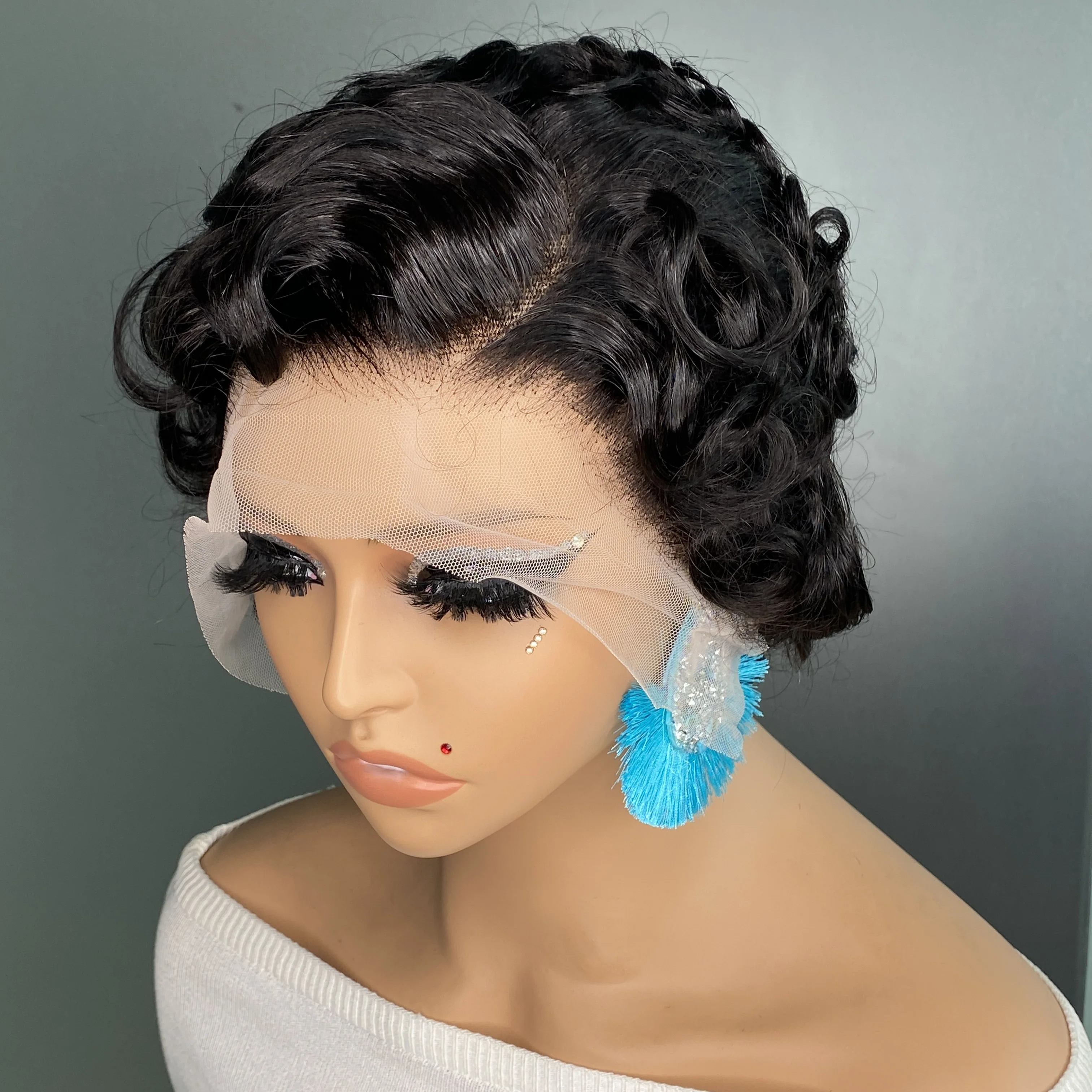Women's #350 Orange Chioma Curl Wavy Pixie Cut Wig