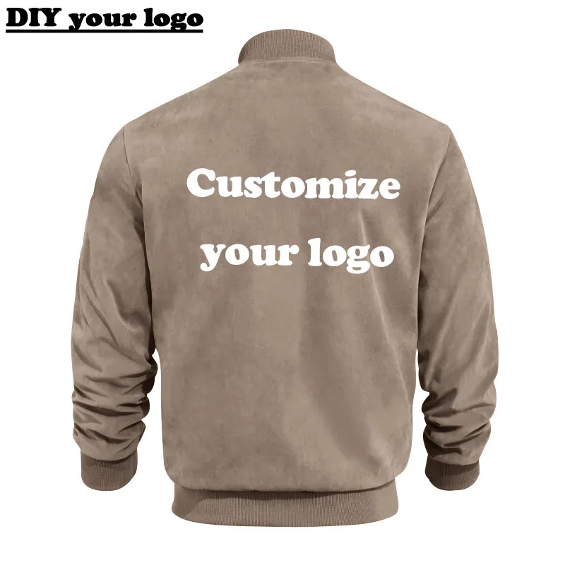 DIY Customize Your Logo Autumn Retro Men's Jacket Casual Zipper Pocket Top Men's Coat Long Sleeve Men's Wear