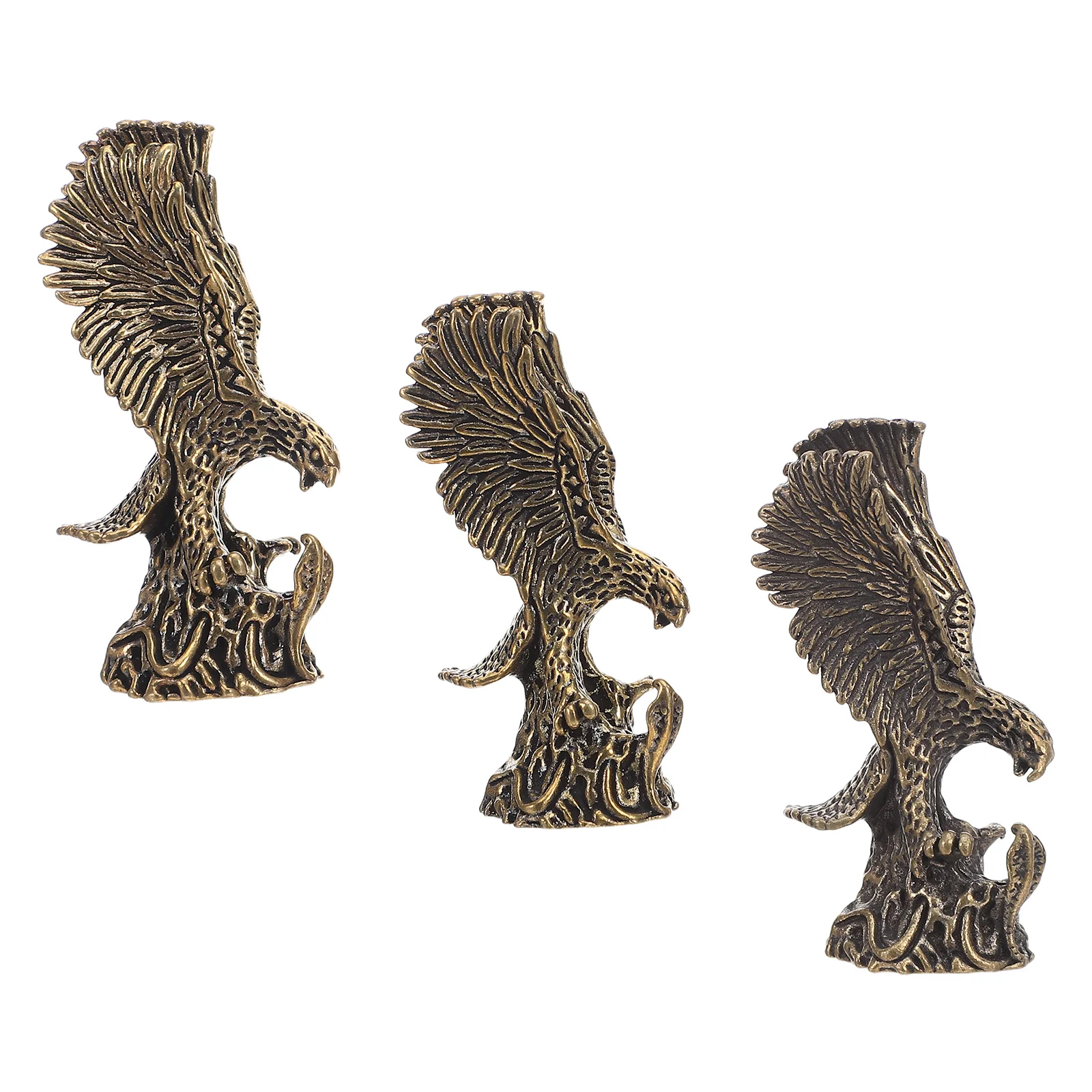 3 قطعة النحاس النسر الحلي تنوعا ديكور ريفي سحر ل رف الكتب غرفة المعيشة مكتب عمل مصغرة النحاس تماثيل صغيرة على شكل حيوانات #2