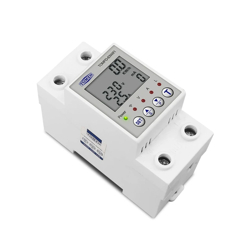 

TOMZN Reclosable TUYA 63A 85-300V 220V Energy Meter Metering Timer WIFI Circuit Breaker With Voltage Current Leakage Protection