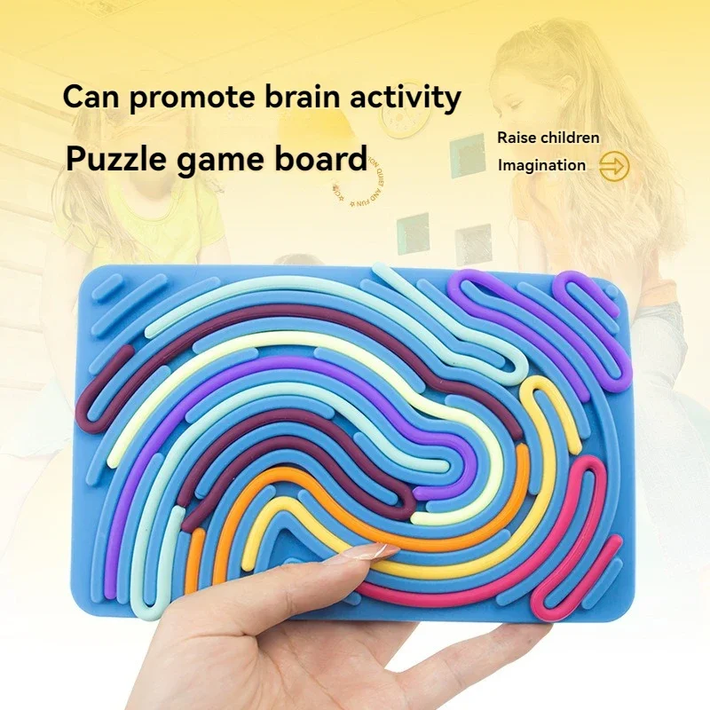 New Colored Silicone Rod Sensory Activity Board for Kids Busy Board Montessori Toy for Motor Skills Development Stress Relief Tr