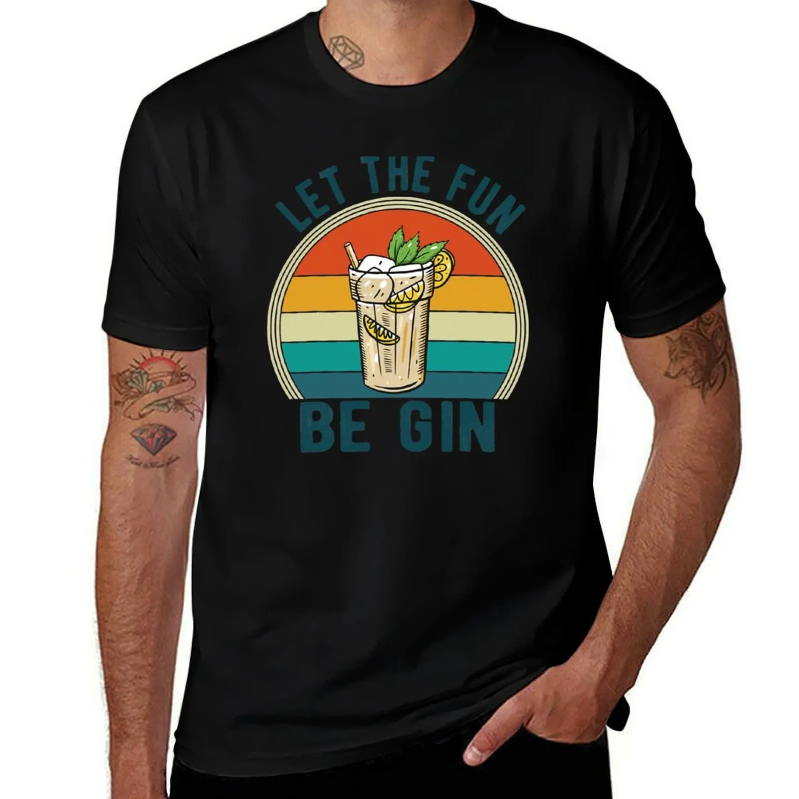 Let The Fun Be Gin Funny Love Alcohol Party Retro Vintage T-Shirt t shirt man designer T-Shirt