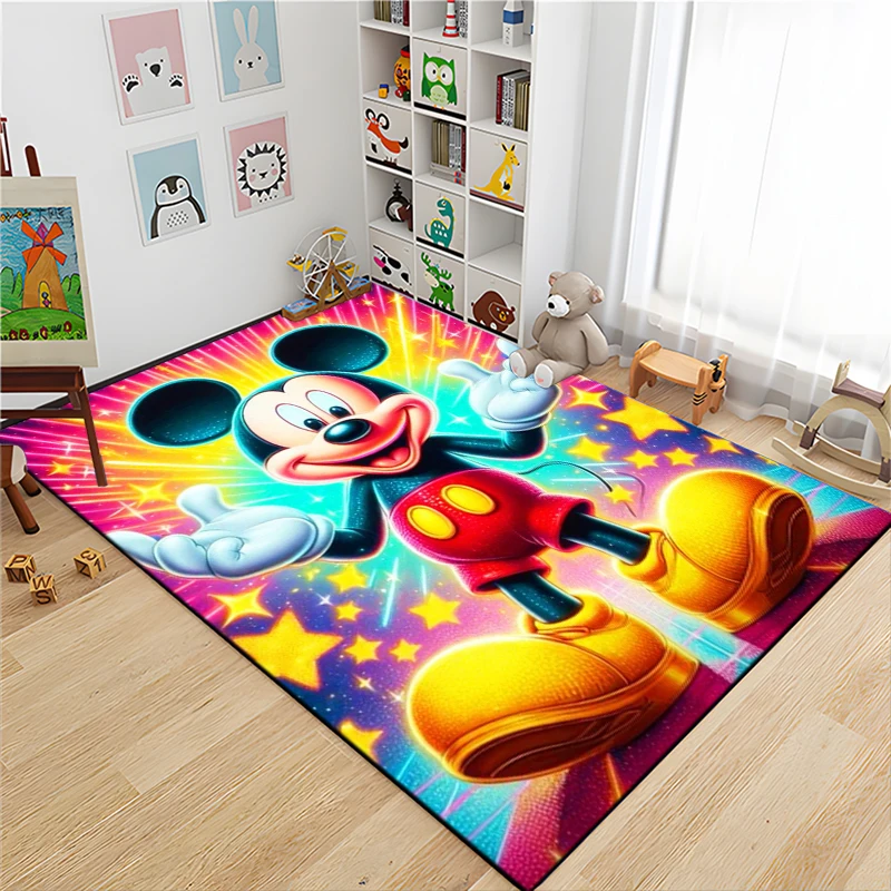 Cute Disney Mickey Minnie Mouse Kids Playmat Rug Carpet for Living Room Bedroom Cartoon Large Area Sofa Home Floor Non-slip Mat