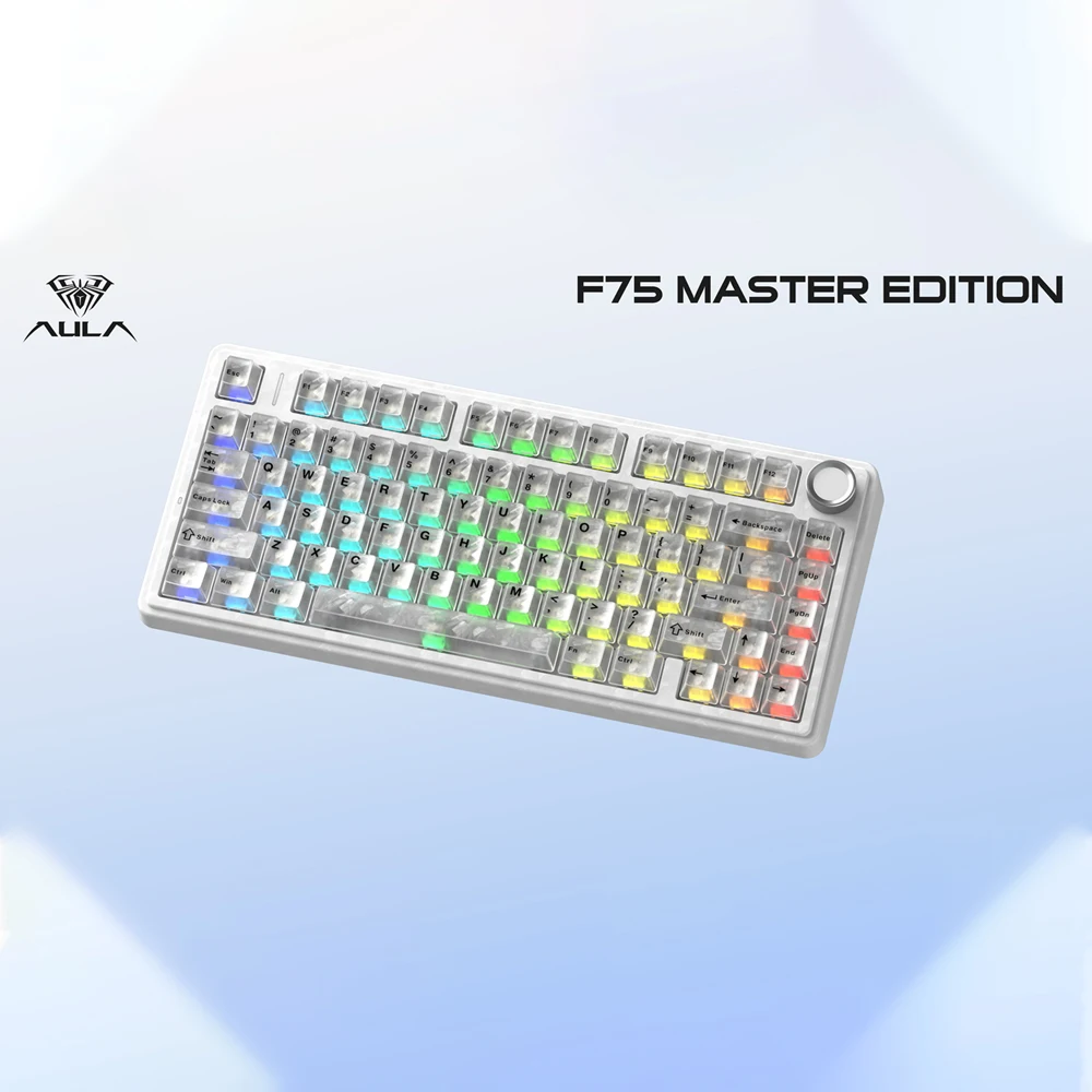 AULA F75 Master Edition Wireless Gaming Keyboard Dual 8K High Response Forged Carbon Fiber Shell 75% Layout Gasket Hot-swappable