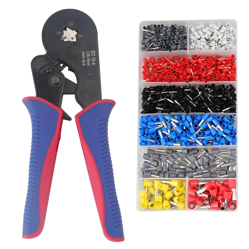 Crimping Tools Pliers 16-4 0.08-16mm2 Electrical Tubular Terminals Mini Clamp Tools Self-adjusting Crimp Tool 800pcs 1200pcs