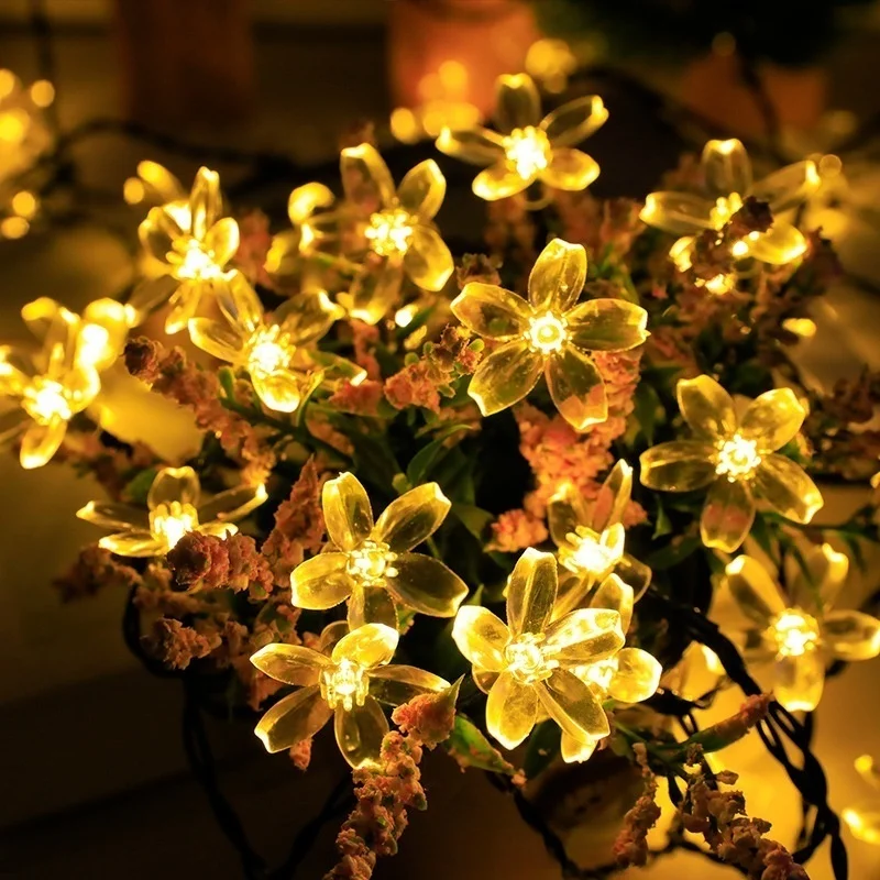 

Flower Fairy Lights LED Solar Lights String Outdoor Floral Garlands For Christmas Party Outdoor Decoration Waterproof