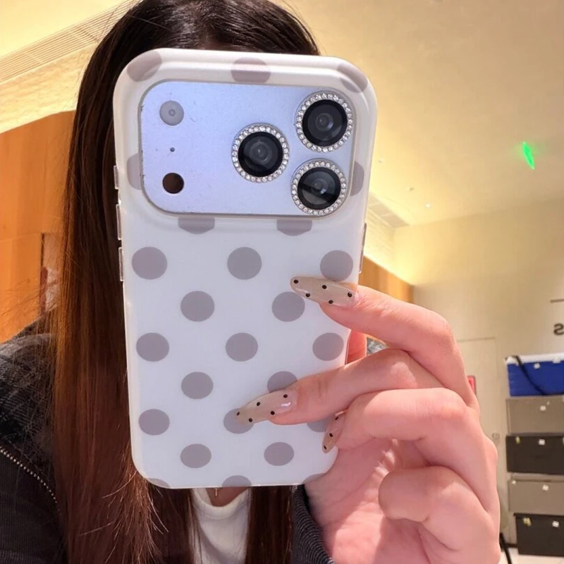 Modische, bunte, runde Punkte, mattes IMD-TPU-Design, Schutzhülle für iPhone 15, 16, 17, 18 Pro Max. – Detail 5