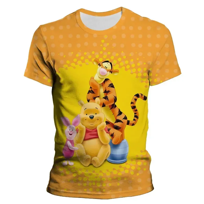 

Disney 3D T-shirt Summer Cartoon Anime Short Sleeve Women Tee Tops Disney Winnie The Pooh 3D Print Men Oversized Clothing