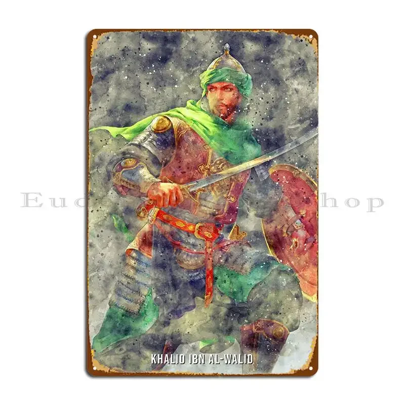 خالد إبن آل واليد علامة معدنية تصميم جدار ديكور سينما شخصية ريترو تين تسجيل ملصق