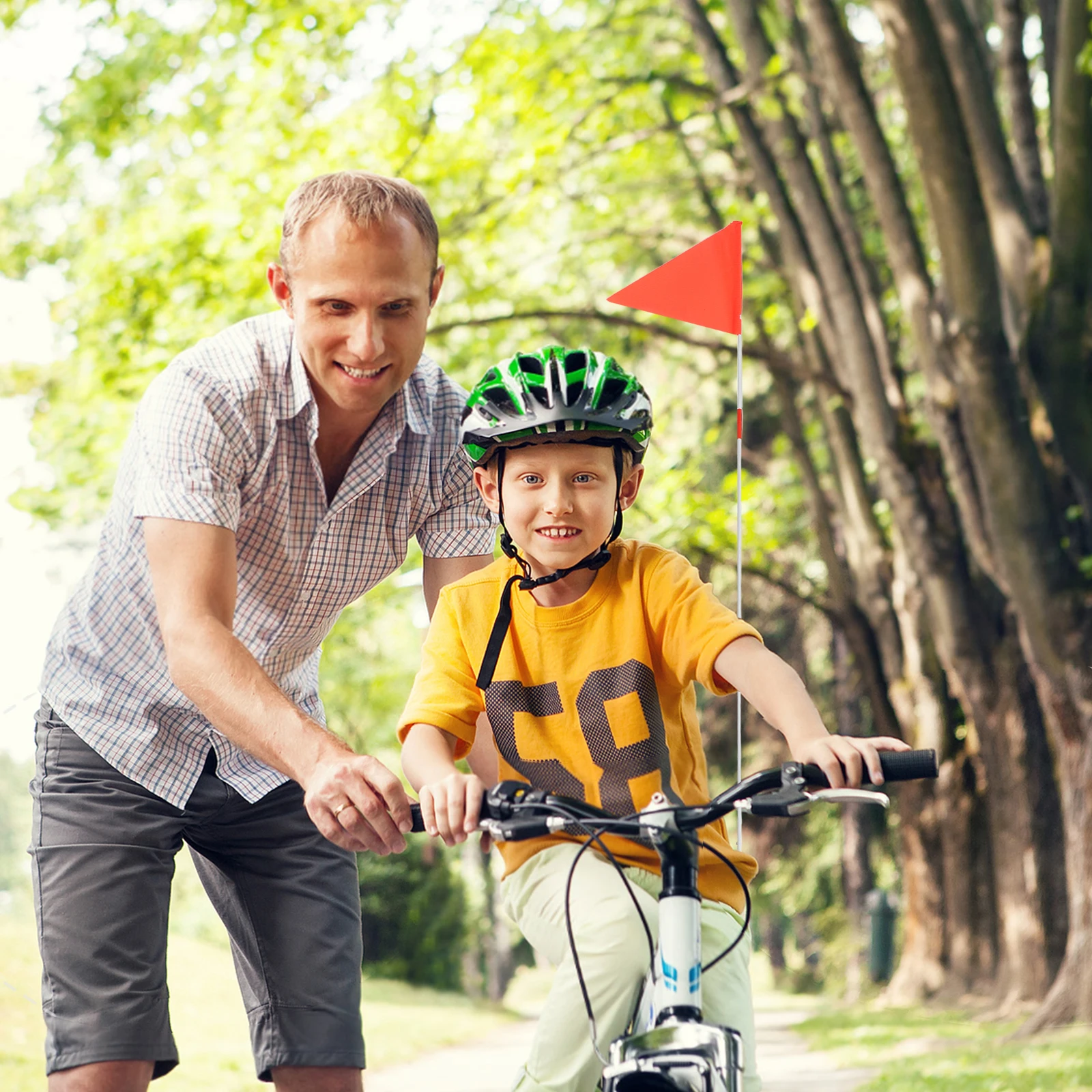 

2pcs Bicycle Flagpole Kid Bike Safety Flags Mount Holder For Children'S Tricycle Scooter Atv Accessories Yellow Pennant Flags
