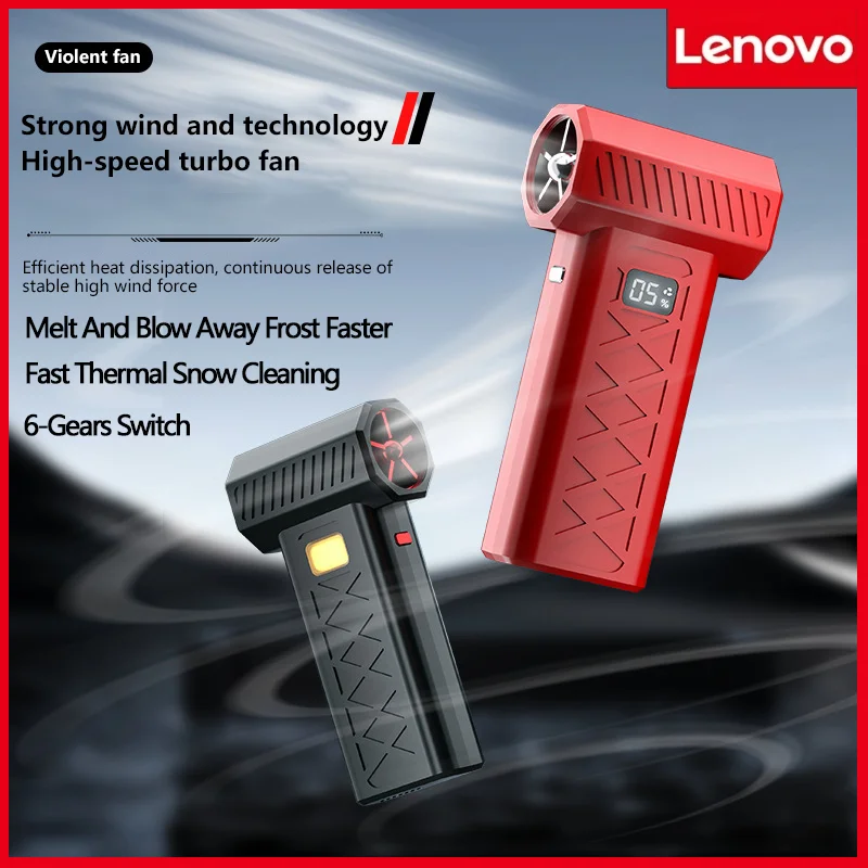 

Lenovo Mini Turbo Snow Blower, 500,000 RPM 6-Gear Mini LED Turbo Air Blower Portable Jet Fan Dust Blower for Home Cleaning