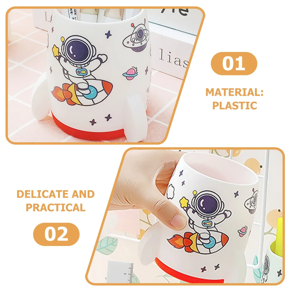 

Rocket Shaped Pen Holder Cute Desktop Pencil Holder Makeup Brush Organizer Stable Design Hair Accessories Storage