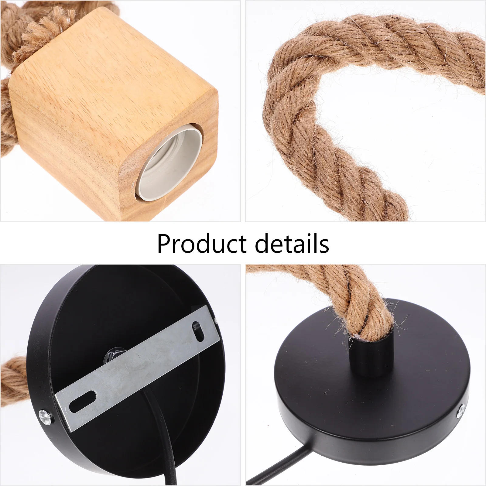 

Wooden Chandeliers Light Bulb Fitting Power Cable Vintage Holder with Cord Fittings