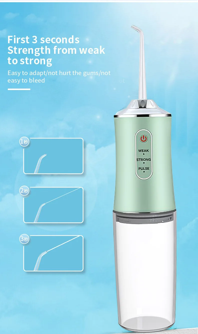 USB Portable Water Flosser 240ML Oral Irrigator with 4 Nozzles Dental Cleaning Jet Tool for Teeth Pick Mouth Oral Cleaning Agent