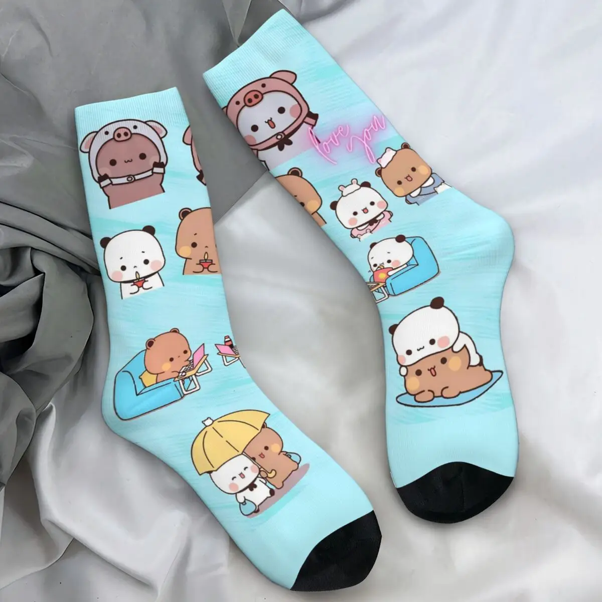 

Bubu Dudu, милые носки с персонажем мультяшного медведя, кавайные чулки с пандой, весенние мужские носки против пота, качественные носки для скалолазания с принтом