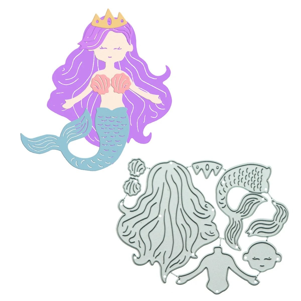 

Metal Cutting Die Cuts Paper Piecing Cartoon Mermaid Stencil Handmade Greeting Card Postcard Scrapbooking Photo Album Decorating