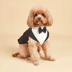 Dog Wedding Shirt Halloween Costume Outfit With Detachable Bandana Bow Tie For Small Medium Dogs