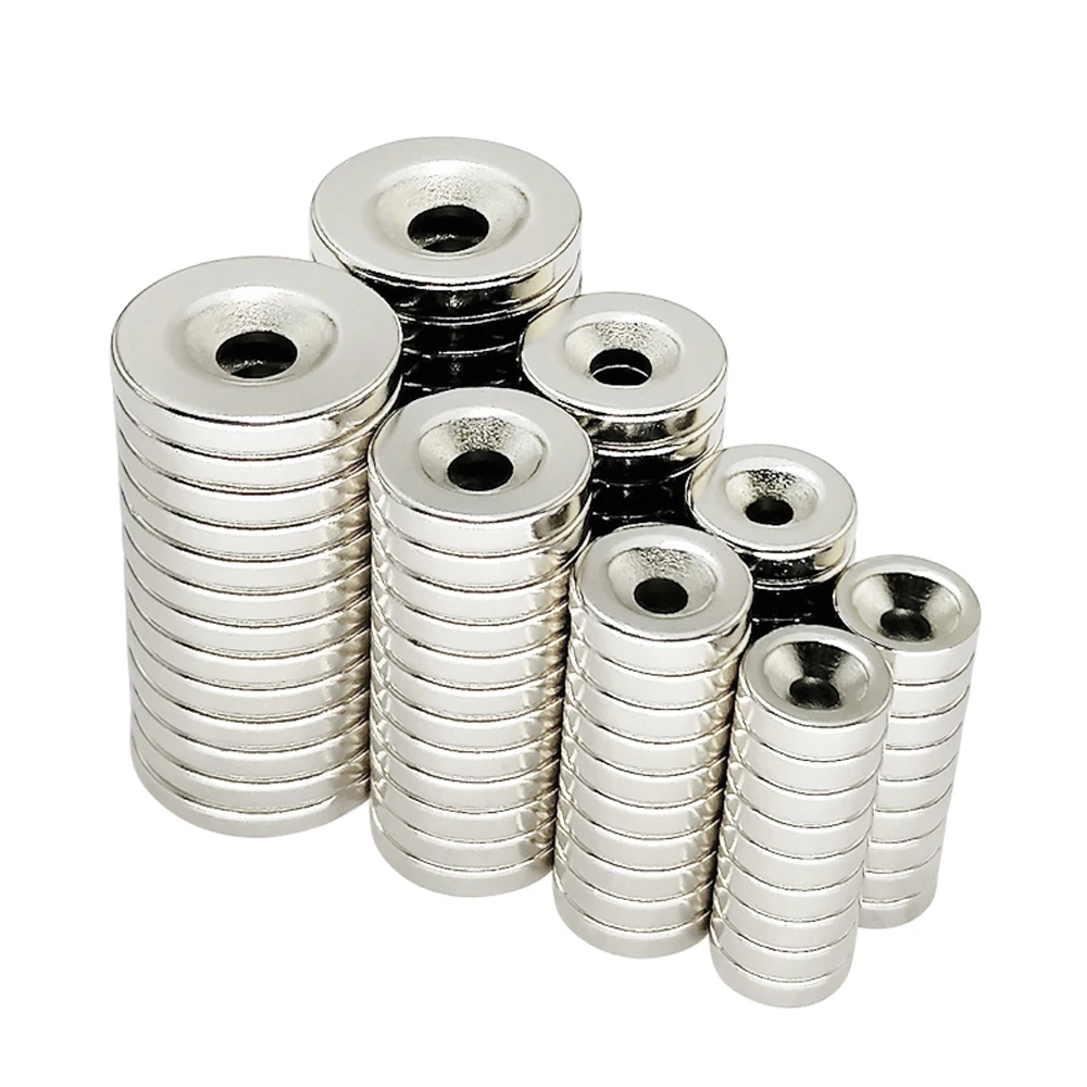 8x3 10x3 10x4 12x3 12x4 15x3mm Round Countersunk Magnets M3 M4 M5 Ring Hole Rare Earth Permanent Super Strong Magnetic Disc N35