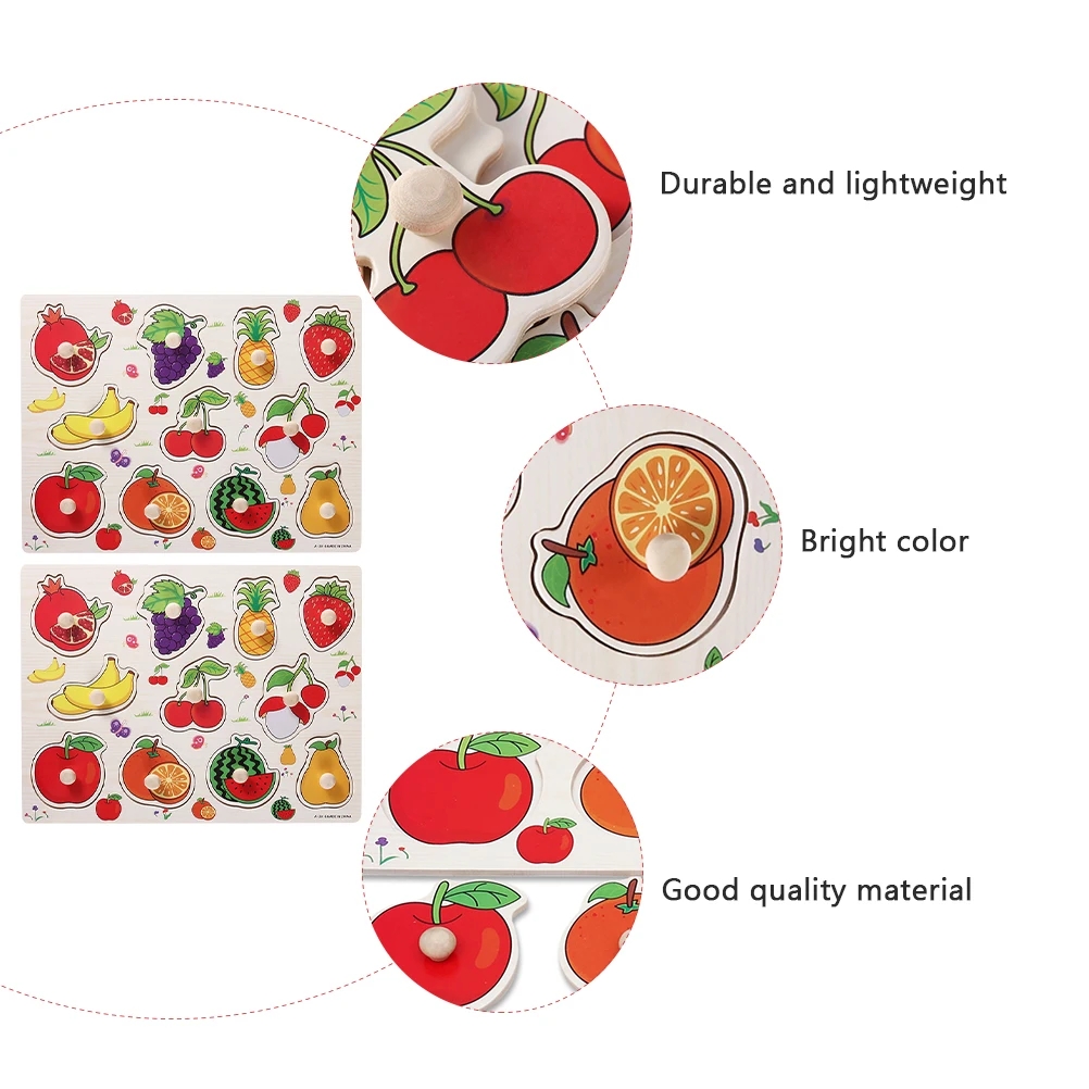 

2Sets Kids Fruit Handheld Jigsaw Puzzle Bright Color Early Learning Fun Educational Plaything for Children Fruit Jigsaw Toy
