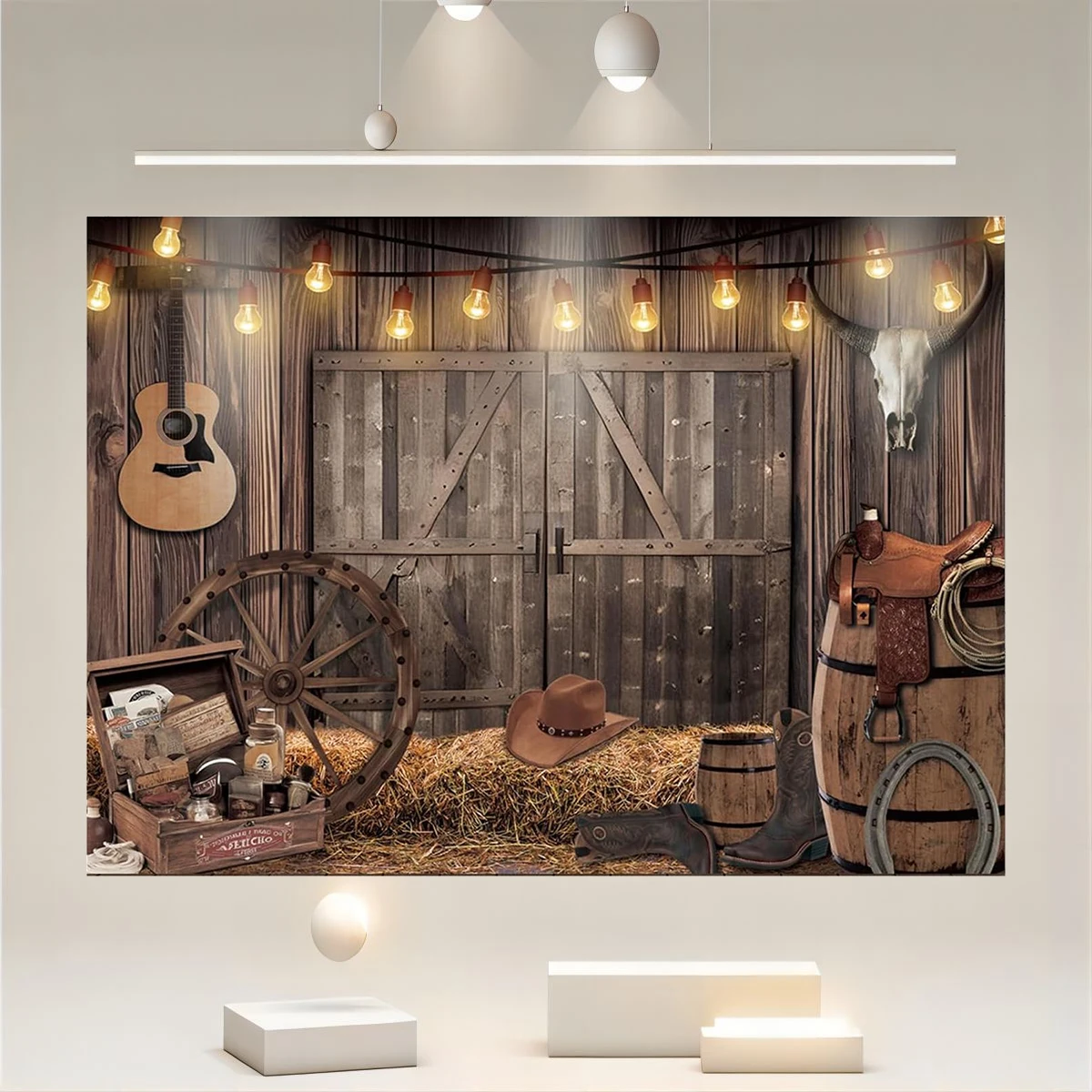 Western Cowboy Background Party Decoration Wild Western Competitive Decoration Rural House Granary Photography Props Background