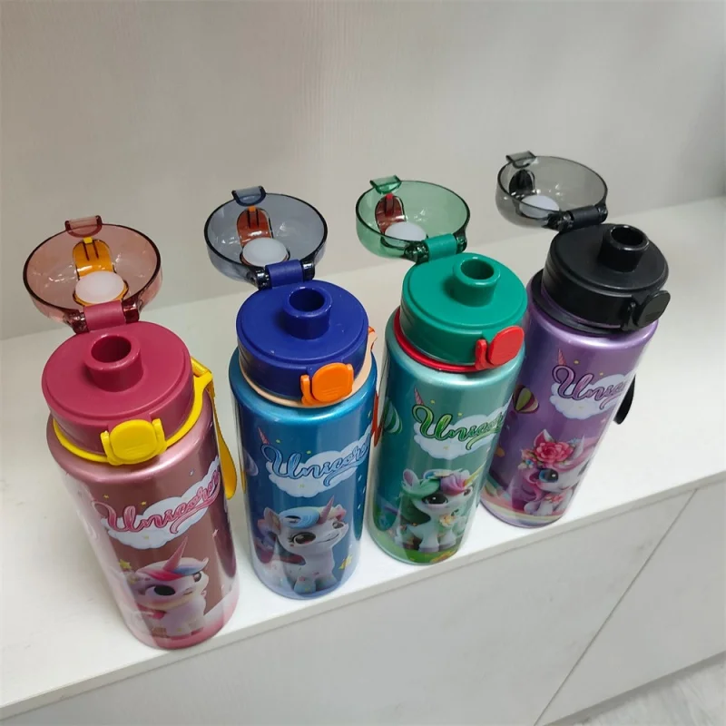 700ml Cute & Durable Space Cup BPA-Free Cute Unicorn Water Bottle Portable Water Bottle Flip cup with handle