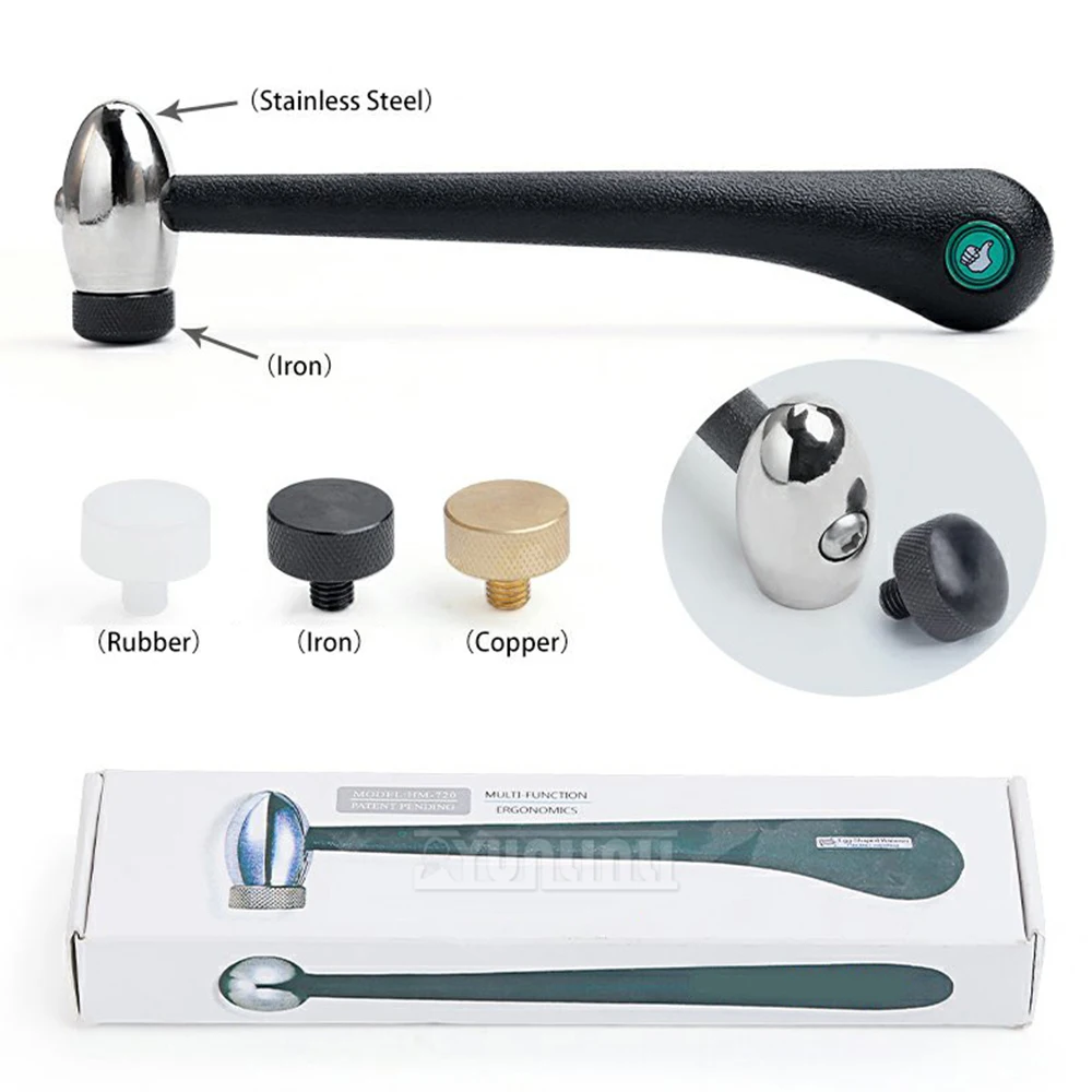 

Multi-Functional Jewelry Goldsmith Hammer Stainless Steel Round Head Mallet for Repair, Shaping & DIY Gold/Silver Crafting Tool