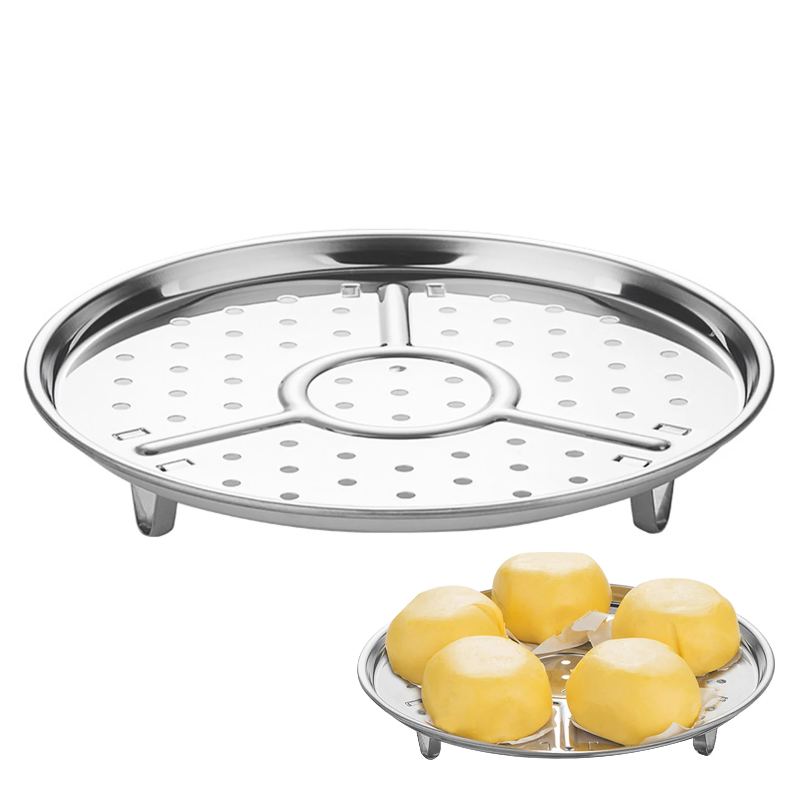 21/25CM Stainless Steel Steamer Rack Insert Stock Pot Steaming Tray Stand Cookware Tool Bread Tray Kitchenware Cooking Tools